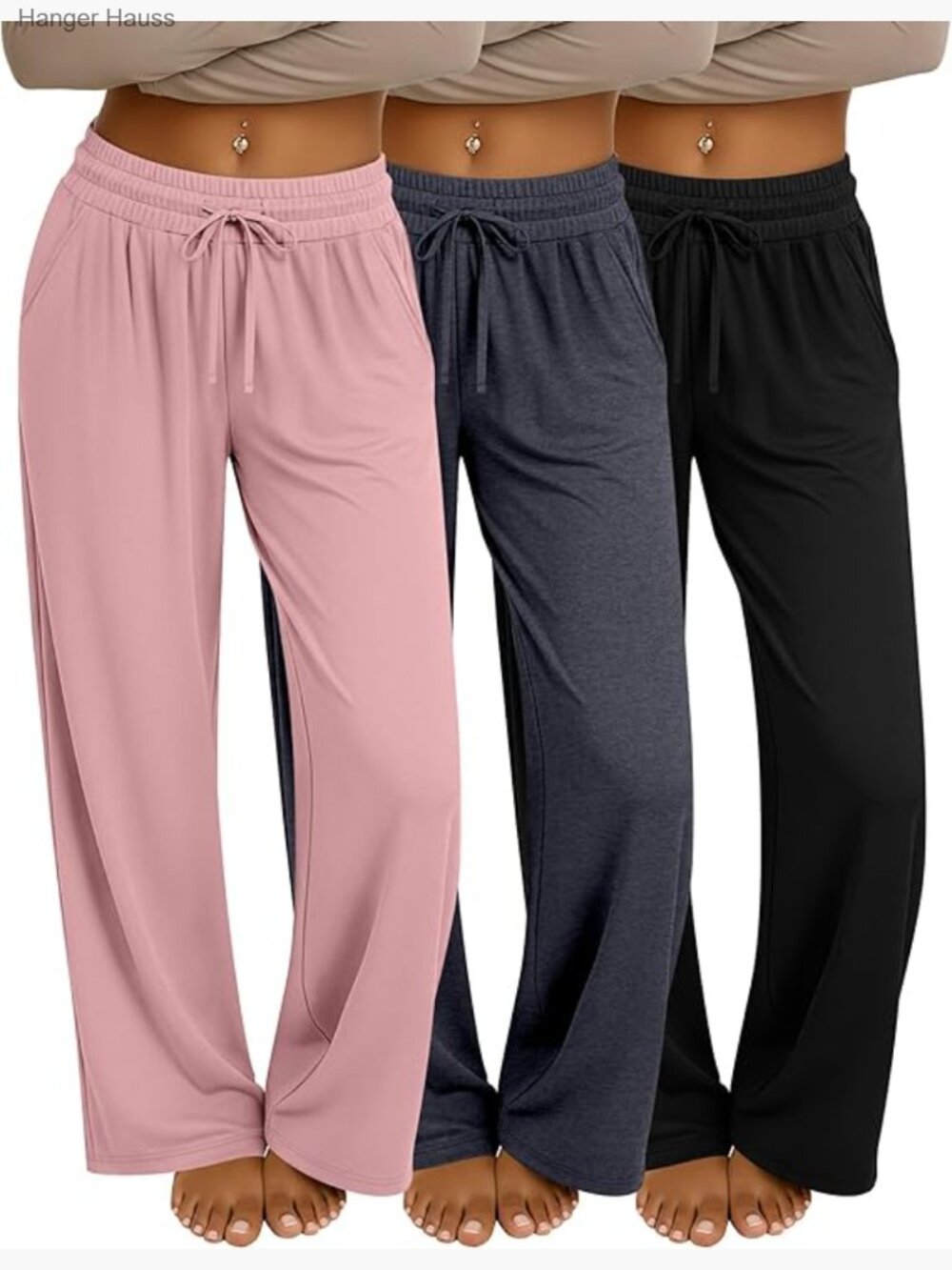 3 Pack Women's Wide Leg Sweatpants with Pockets Cozy Lounge Yoga Pants